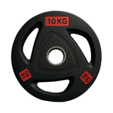 Par de discos olímpicos grip de 10 kg engomados con tomada