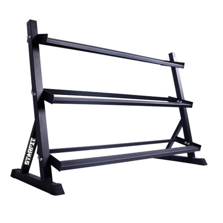 Rack metálico de 3 bandejas para 8 a 10 pares de mancuernas