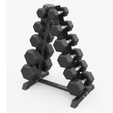Set de 6 pares de mancuernas hexagonales de 2 a 12 kg con rack